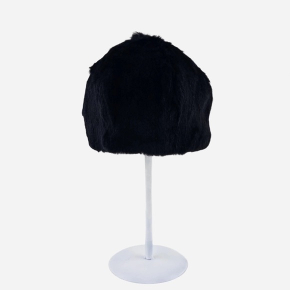 Black Rabbit Fur Beanie Hat